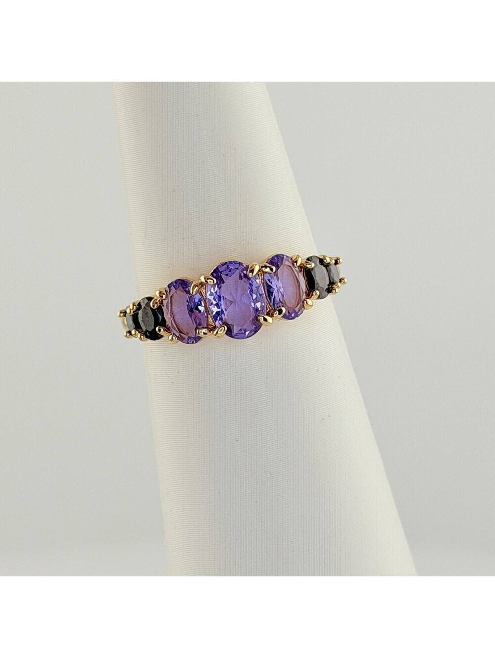 Bomb Party Ring Sz 8 "Destined for Beauty" Black & Purple Yellow Gold RBP6472